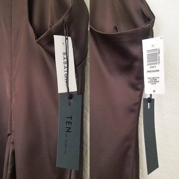 NEW Aritzia TEN Babaton Satin Pressure Dress 00 Racer Back Rich Mocha Brown 90s - Picture 4 of 12